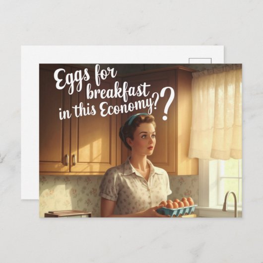レディレトロキッチンエッグフォーブレックファーエコノミー ポストカード (正面/裏面)