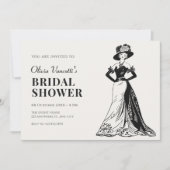 レディレトロヴィンテージエレガントドレスブライダルシャワー 招待状 (正面)