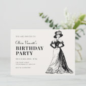 レディレトロヴィンテージエレガントドレス誕生日 招待状 (スタンド正面)
