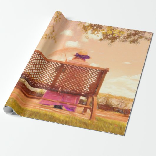 レディヴィンテージアンティークオールドパープルピンクパステル ラッピングペーパー (アンロールド)