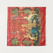 レディーと一角獣獅子，ファンタジーの花，動物 タペストリー (正面)