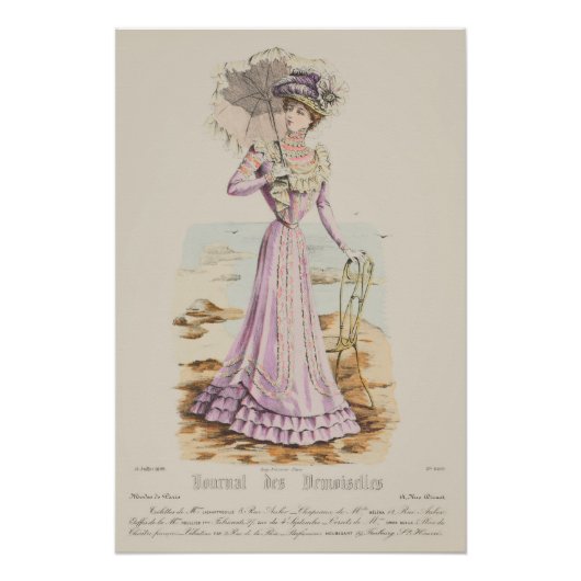 レディーアットザパリビーチヴィンテージアドファッション ポスター (正面)