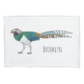 レディーアマーストのキジ鳥の漫画イラストレーション 枕カバー (正面)