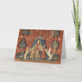 レディーアンドザユニコーン中世ヴィンテージタペストリー カード (正面)