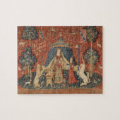 レディーアンドザユニコーン中世ヴィンテージタペストリー ジグソーパズル (横)
