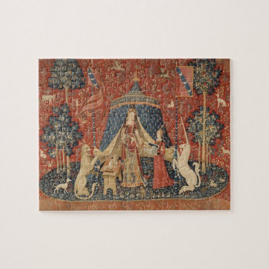 レディーアンドザユニコーン中世ヴィンテージタペストリー ジグソーパズル (横)