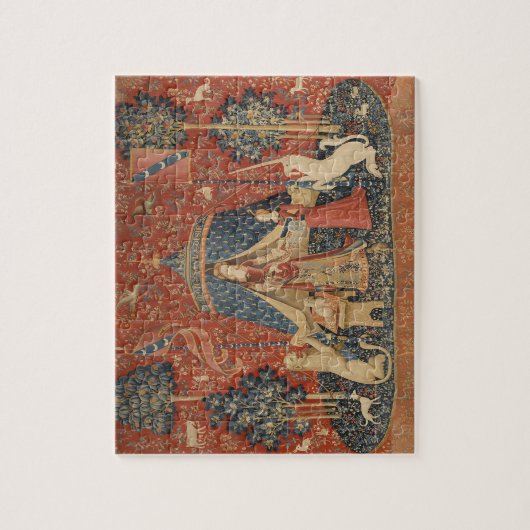 レディーアンドザユニコーン中世ヴィンテージタペストリー ジグソーパズル (縦)