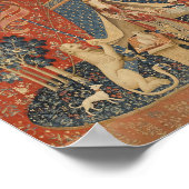 レディーアンドザユニコーン中世ヴィンテージタペストリー ポスター (角)