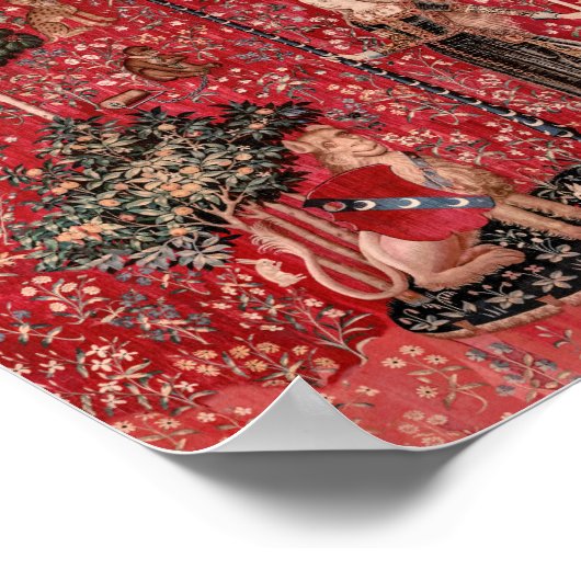 レディーアンドユニコーン中世タペストリーTouch ポスター (角)