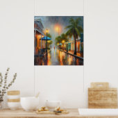 レディーアンドレッドアンブレラ付き熱帯雨型通り ポスター (キッチン)