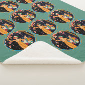 レディーイエロードレス狩りさくらんぼ花輪 シェルパブランケット (3/4)