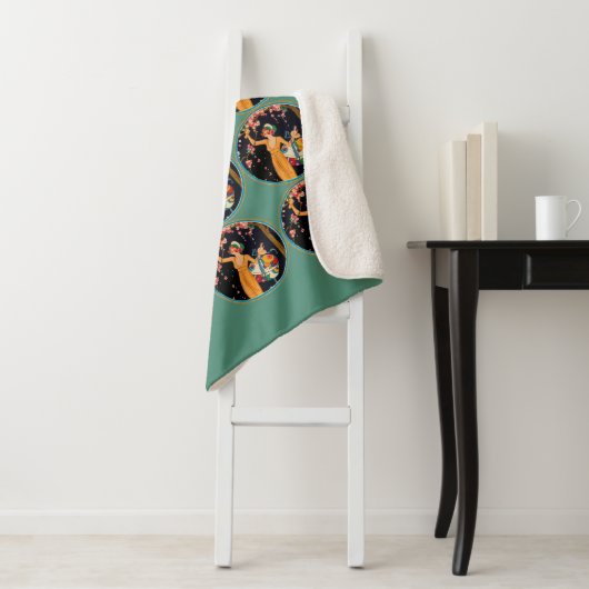 レディーイエロードレス狩りさくらんぼ花輪 シェルパブランケット (インサイチュ)