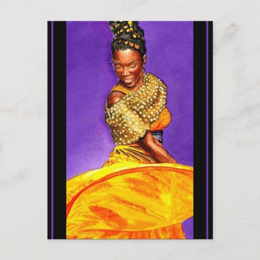 レディーインイエロードレス2004水彩 ポストカード (正面)