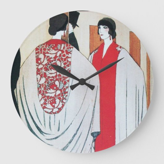 レディーインザ鏡アールデコファッション ラージ壁時計 (正面)