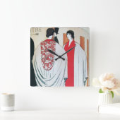 レディーインザ鏡アールデコ美しいファッション スクエア壁時計 (ホーム)