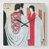 レディーインザ鏡アールデコ美しいファッション スクエア壁時計 (正面)