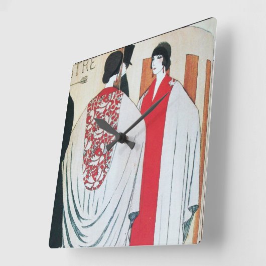 レディーインザ鏡アールデコ美しいファッション スクエア壁時計 (傾斜)