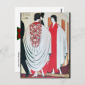 レディーインザ鏡アールデコ美しいファッション ポストカード (正面/裏面)