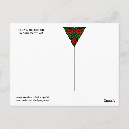 レディーインザ鏡アールデコ美しいファッション ポストカード (裏面)