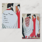 レディーインザ鏡,アールデコ美しいファッション 名刺 (正面/裏面)