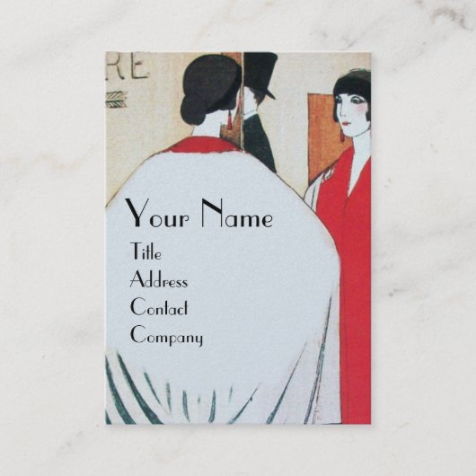 レディーインザ鏡,アールデコ美しいファッション 名刺 (正面)