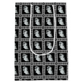 レディーインホワイト幽霊ハロウィーン ミディアムペーパーバッグ (裏面)