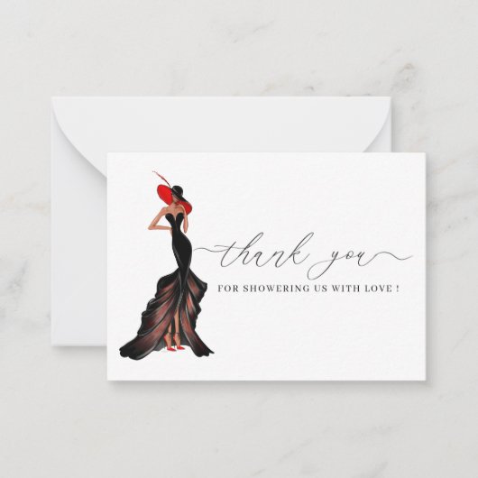 レディーインレッドお礼ノートカード ノートカード (正面)