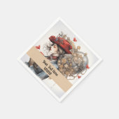 レディーインレッドバレンタインキススチームパンクウォーターカラー スタンダードカクテルナプキン (角)