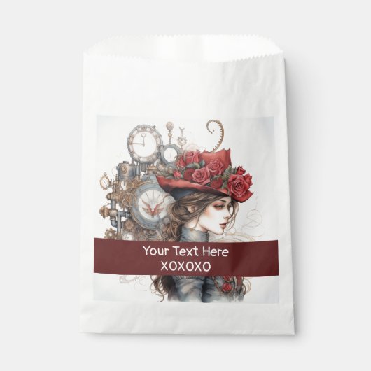 レディーインレッドバレンタインキススチームパンクウォーターカラー フェイバーバッグ (正面)