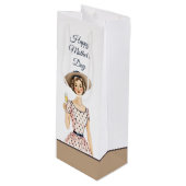 レディーインヴィンテージドレスとブラウンハット抱き枕 ワインギフトバッグ (正面アングル)