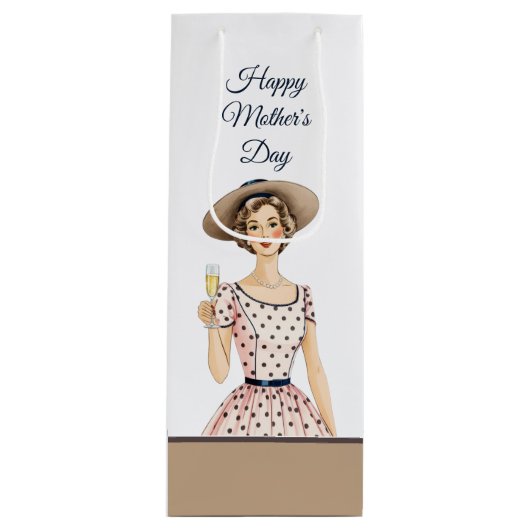 レディーインヴィンテージドレスとブラウンハット抱き枕 ワインギフトバッグ (正面)