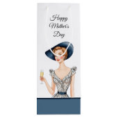 レディーインヴィンテージドレスとブルーハット抱き枕 ワインギフトバッグ (裏面)