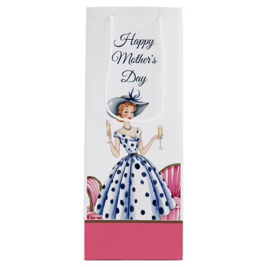 レディーインヴィンテージドレスホールドツーシャンパーニュ抱き枕 ワインギフトバッグ (正面)