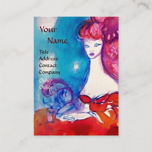 レディーイン赤，美しい,サロン,スパ，メイクアップアーティスト 名刺 (正面)