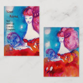 レディーイン赤，美しい,サロン,スパ，メイクアップアーティスト 名刺 (正面/裏面)