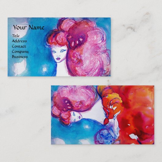 レディーイン赤，美しい,サロン,スパ，メイクアップアーティスト 名刺 (正面/裏面)