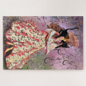 レディーウィズブックヴィンテージスケッチファンタジー童話 ジグソーパズル (横)