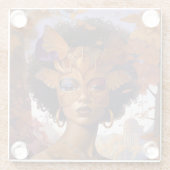 レディーウェア・マスク・ブラック・ファンタジー・アート ガラスコースター (裏面)