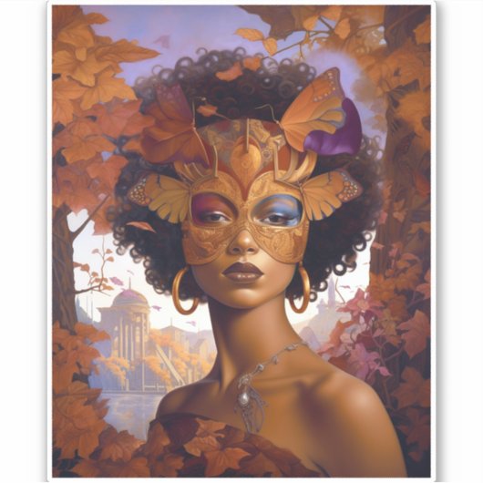 レディーウェア・マスク・ブラック・ファンタジー・アート シール (正面)