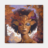 レディーウェア・マスク・ブラック・ファンタジー・アート マグネット (正面)