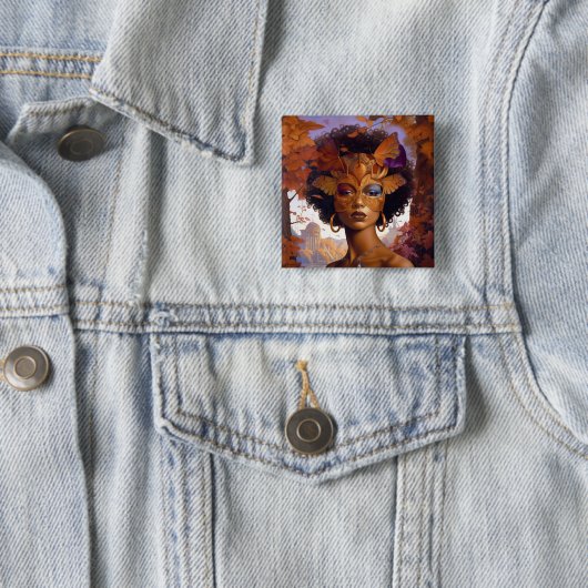 レディーウェア・マスク・ブラック・ファンタジー・アート 缶バッジ (インサイチュ)