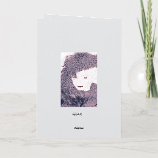 レディーウーマンフェミニンピンクの羽美しい カード (裏面)