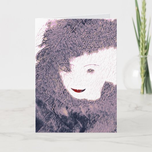 レディーウーマンフェミニンピンクの羽美しい カード (正面)