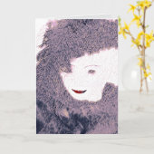 レディーウーマンフェミニンピンクの羽美しい カード (黄色い花)