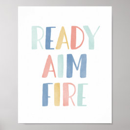 レディーエイムファイアおもしろいバスルームプリント ポスター