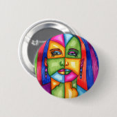 レディーオブザスターズ抽象芸術女性オリジナルアート 缶バッジ (正面&裏面)