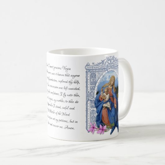 レディーオブザロザリオヴァージンマザーメアリー祈りの言葉コーヒー コーヒーマグカップ (正面右)