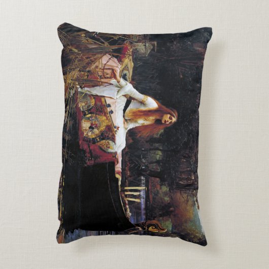 レディーオブシャロオンボートJ.W.ウォーターハウスファインアート アクセントクッション (裏面(縦))