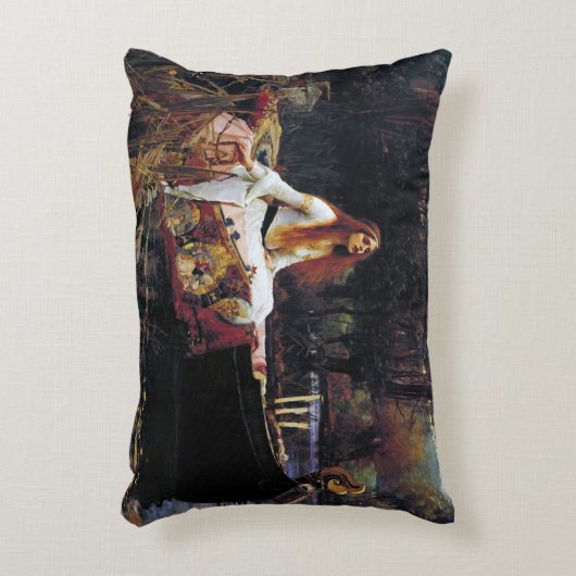 レディーオブシャロオンボートJ.W.ウォーターハウスファインアート アクセントクッション (正面(垂直))