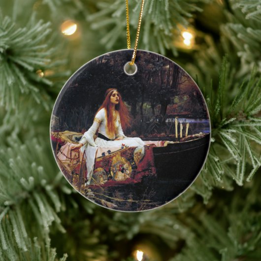 レディーオブシャロオンボートJ.W.ウォーターハウスファインアート セラミックオーナメント (ツリー)